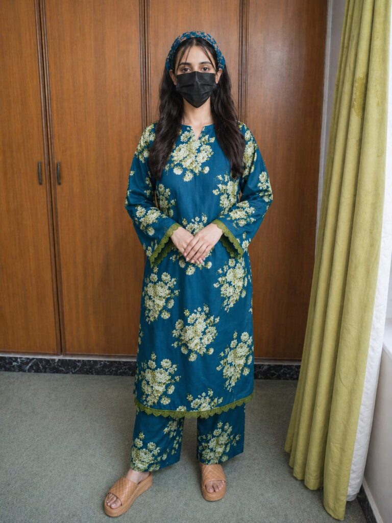 Home stitched doriya lawn suit 2pc ready to wear floral dress